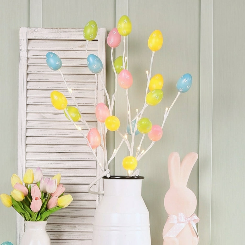 Pastel Easter Egg Lighted Branches, Set of 2, Battery Operated W1138