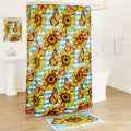 Sunflower and Butterfly Shower Curtain or Memory Foam Bath Rug