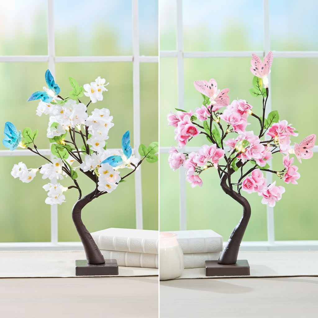 Fiber Optic Flower Butterfly Tabletop Tree N6236