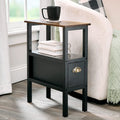 Black Accent Side Table with Dual Drawers - 24"H