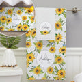 Personalized Sunflower Pattern Towel and Bath Mat