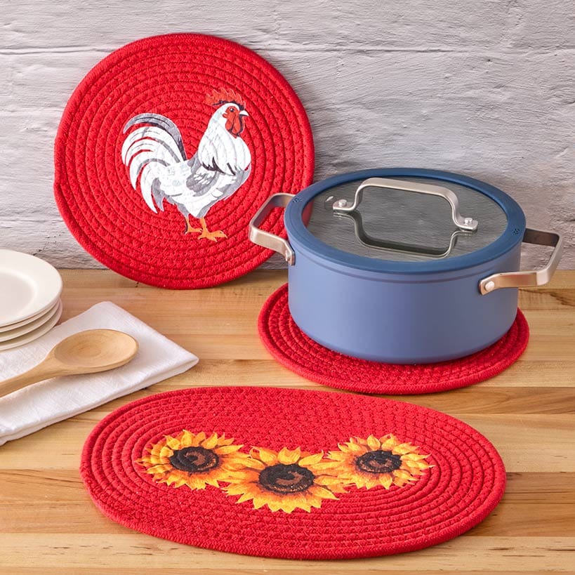 Decorative Kitchen Fabric Trivets - Set of 3