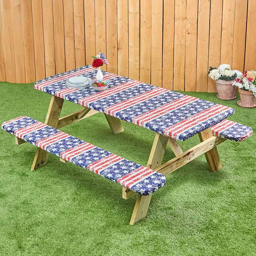 Vinyl Easy Fit Picnic Tablecloth 3-Pc. E92405