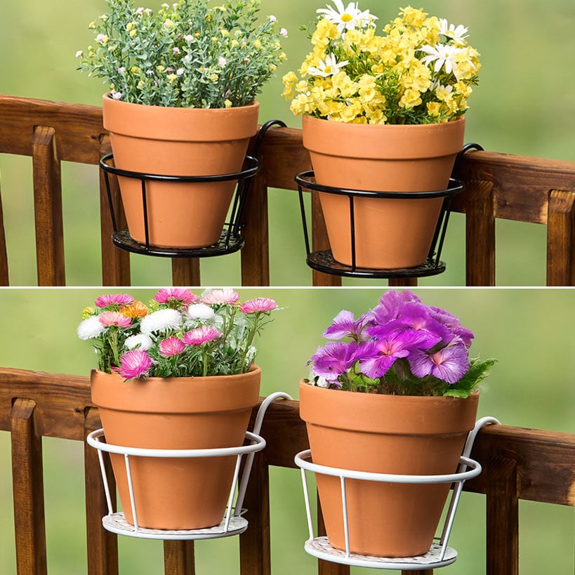 Railing Flower Pot Holders for Balcony or Deck 2 Pk D2438