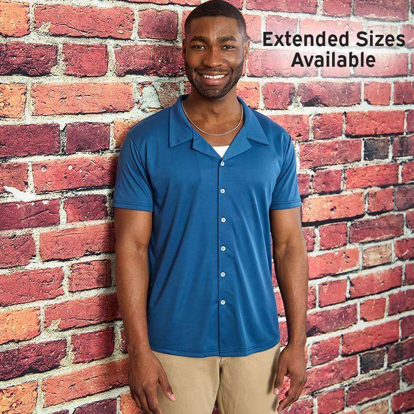 Men's Navy Button Down Short Sleeve Shirt X661