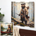 Woodland Bear Plank Wall Art – Rustic Decor for Nature Lovers