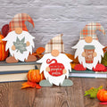 Set of 3 Gnome Fall Plaid Wood Tabletop Decor