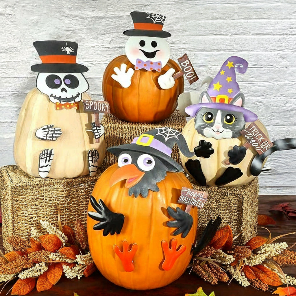 Cat Ghost Bird Skeleton Pumpkin Decorating Kit L170299