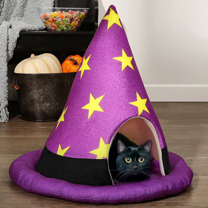 Halloween Witch Hat Cat Bed