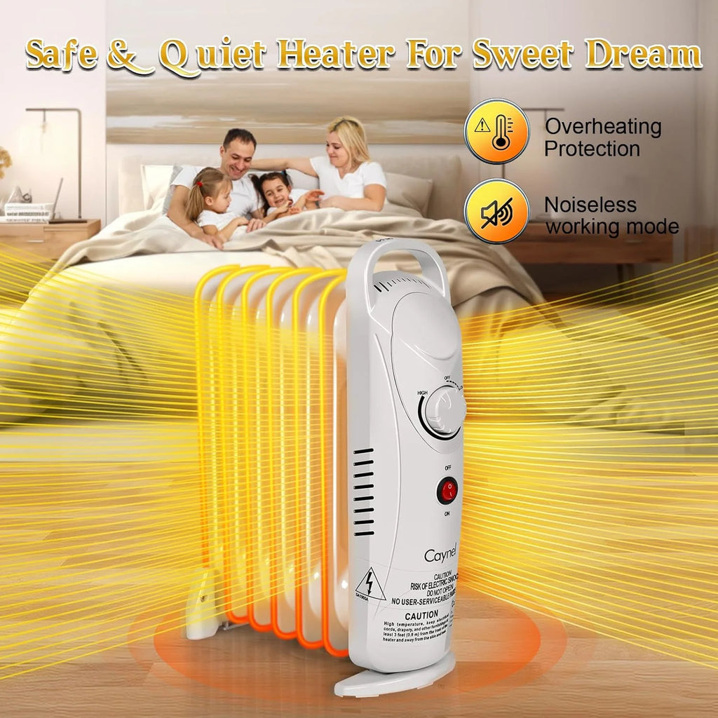 Mini Electric Oil Filled Radiator 7-Fin Space Heater, 700W, White C63792