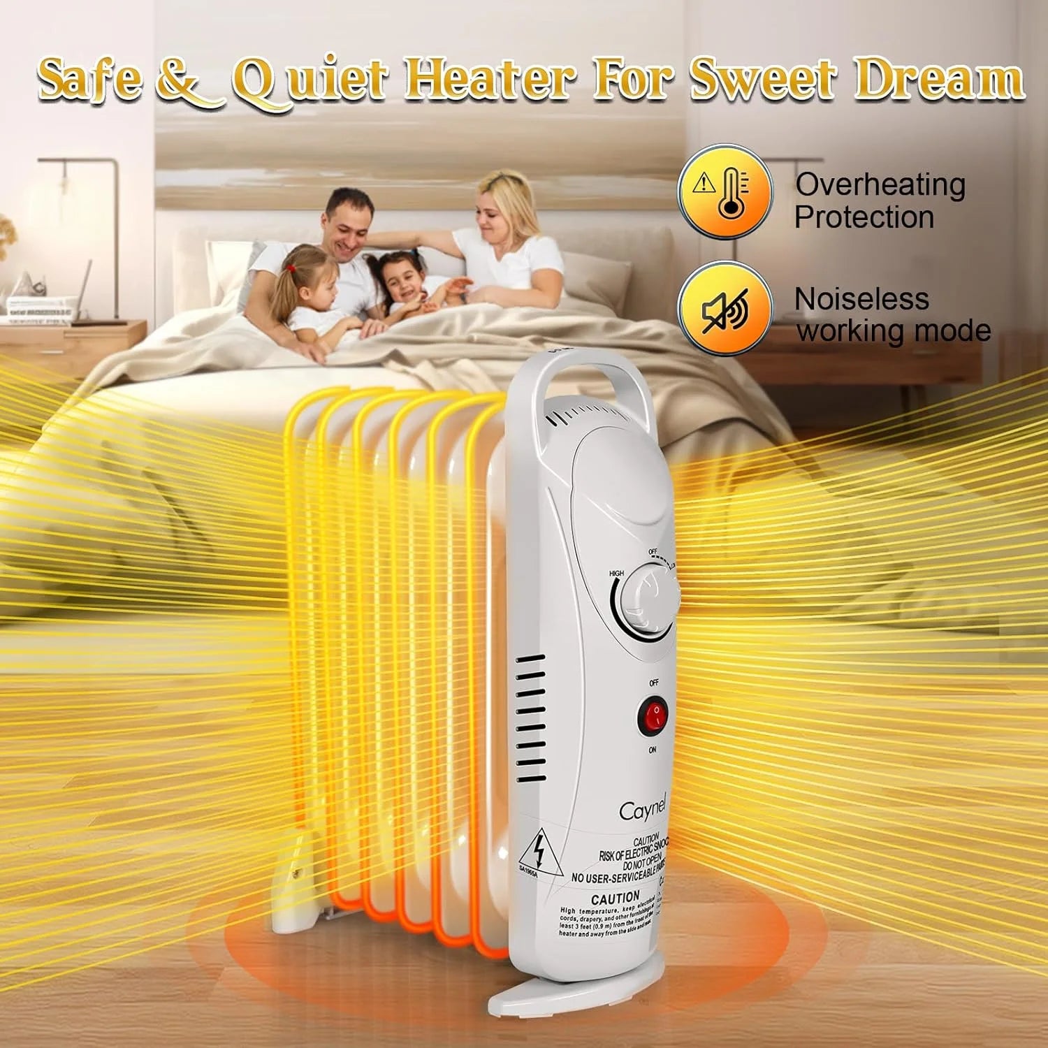 Mini Electric Oil Filled Radiator 7-Fin Space Heater, 700W, White C63792