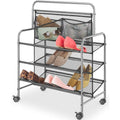 Metal Shoe Storage Rack with Wheels, 4-Tier U607