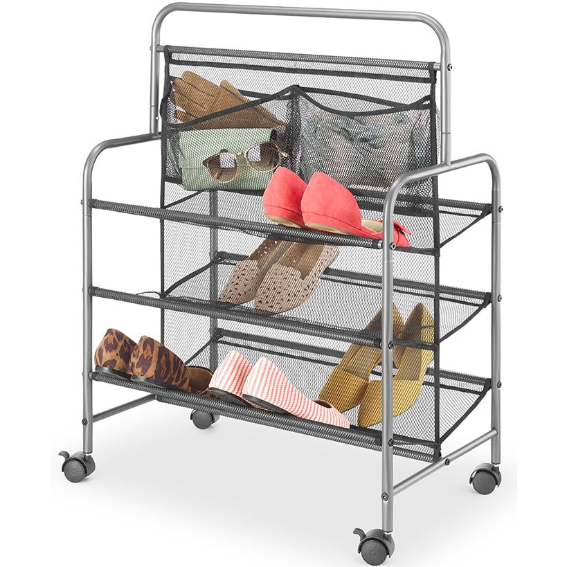 Metal Shoe Storage Rack with Wheels, 4-Tier U607
