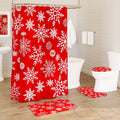 Red Snowflake Memory Foam Bath Rug & Shower Curtain Set D683855