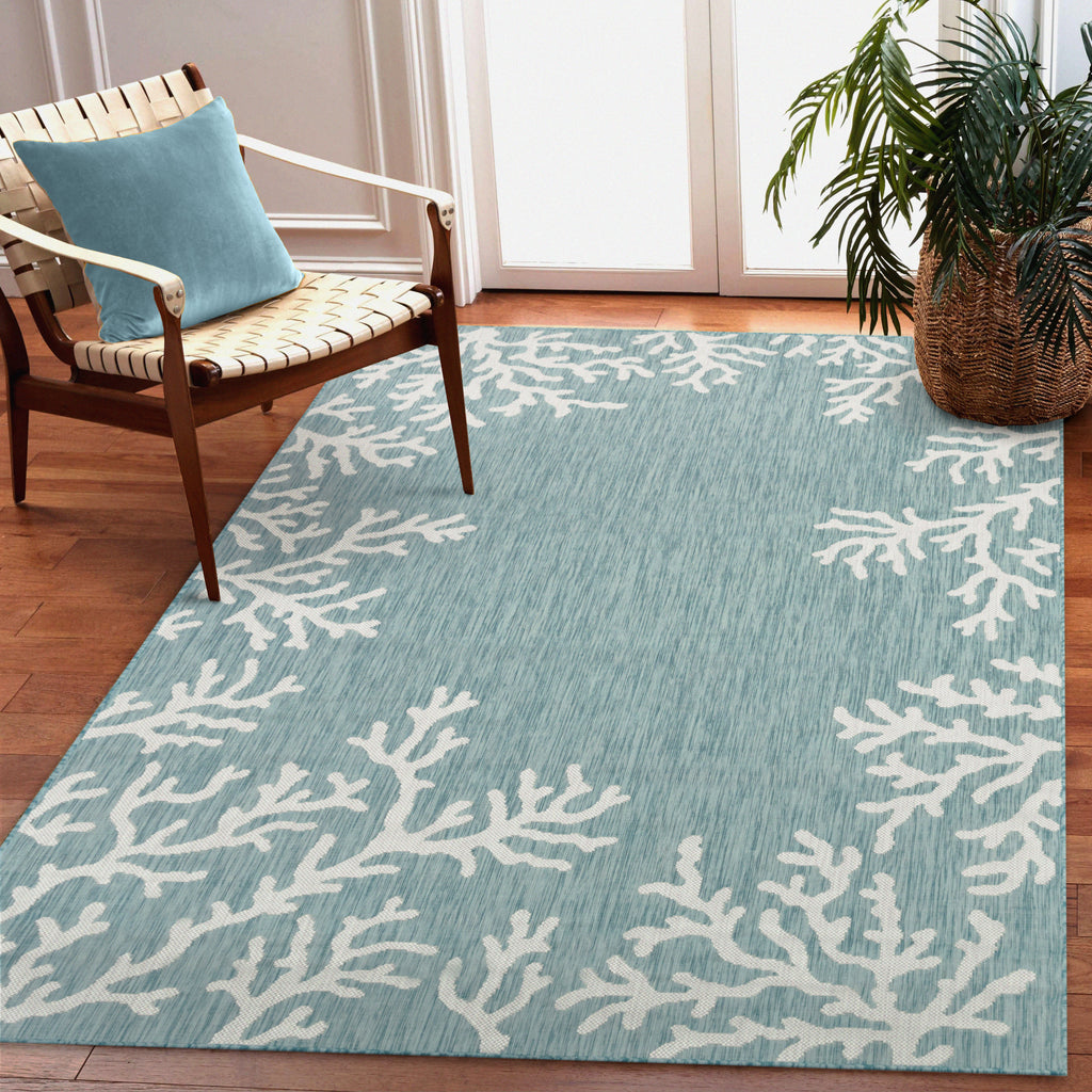 Carmel Coral Border Indoor Outdoor Area Rug