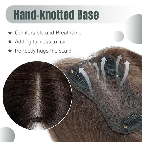 10 Inch Real Human Hair Toppers Swiss Base Clip in Hair Extensions E783768