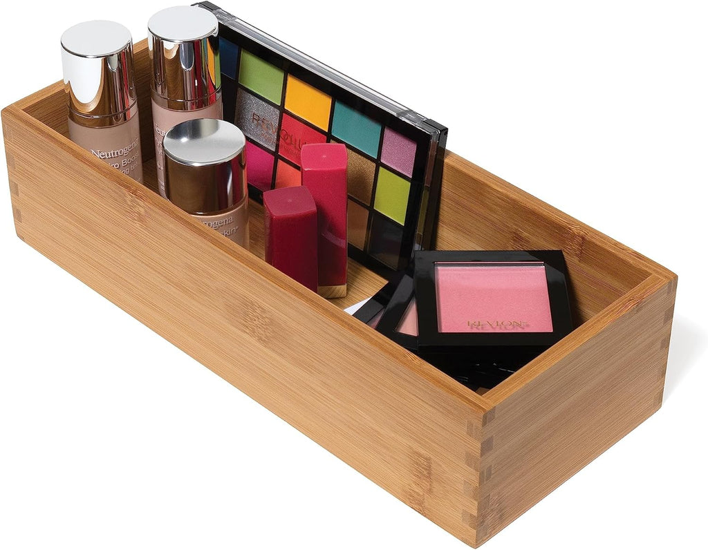 Bamboo Utensil Holder Storage Box, 5" x 12" x 3" D934651