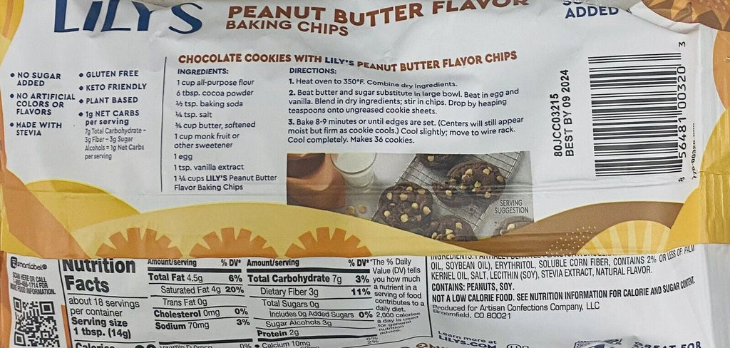 9 oz No Sugar Added Peanut Butter Baking Morsel Chips U517296