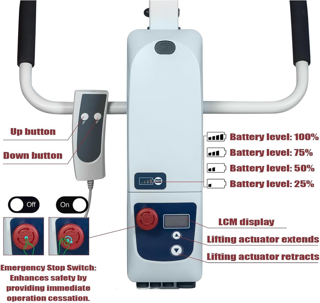 Electric Patient Lift - Aluminum Folding Electric Hoyer-Lift with 500lbs Electric Body Transfer Lifter with MOTECK Motor D402