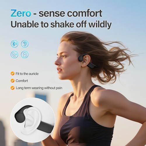 Black Wireless Open-Ear Headphones with Mic Z9488