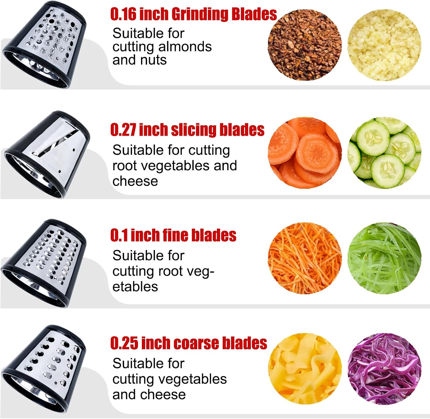 4 Blades Cheese Grater Attachment for KitchenAid Stand Mixer O738014