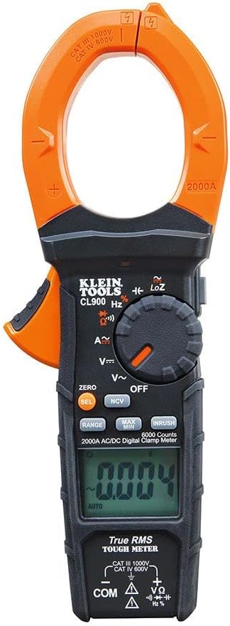 Digital Clamp Meter, Auto Ranging TRMS, AC/DC Voltage/Current, 2000A, LoZ, Continuity, Frequency, NCVT, Temp, 1000V G76744