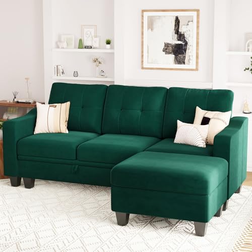 Blue Velvet L Shaped Sectional Sofa with Storage R244518
