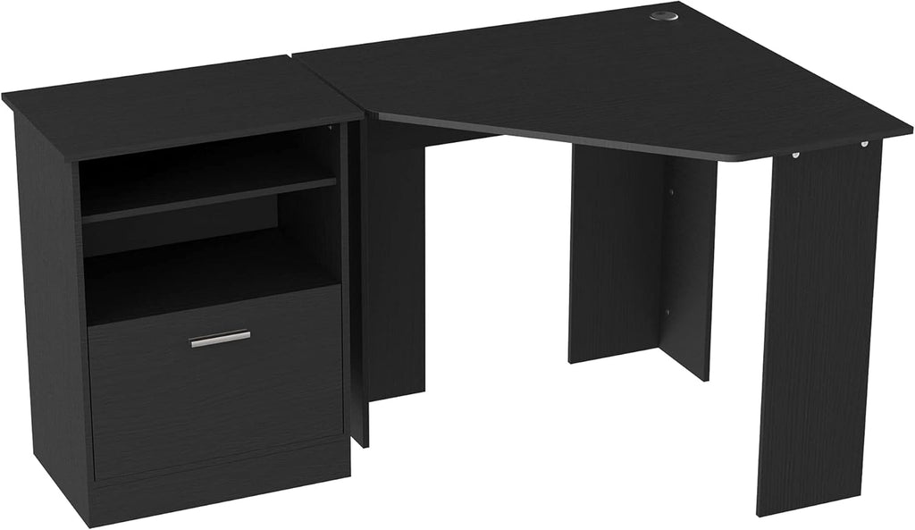 Cherry L-Shaped Computer Desk with Storage B5299