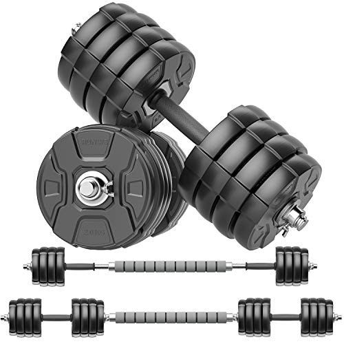 Heavy Adjustable Dumbbell Barbell Set, Metal Dumbbell Grip and Barbell Bar, 1" Center Hole Weight Plate J520997