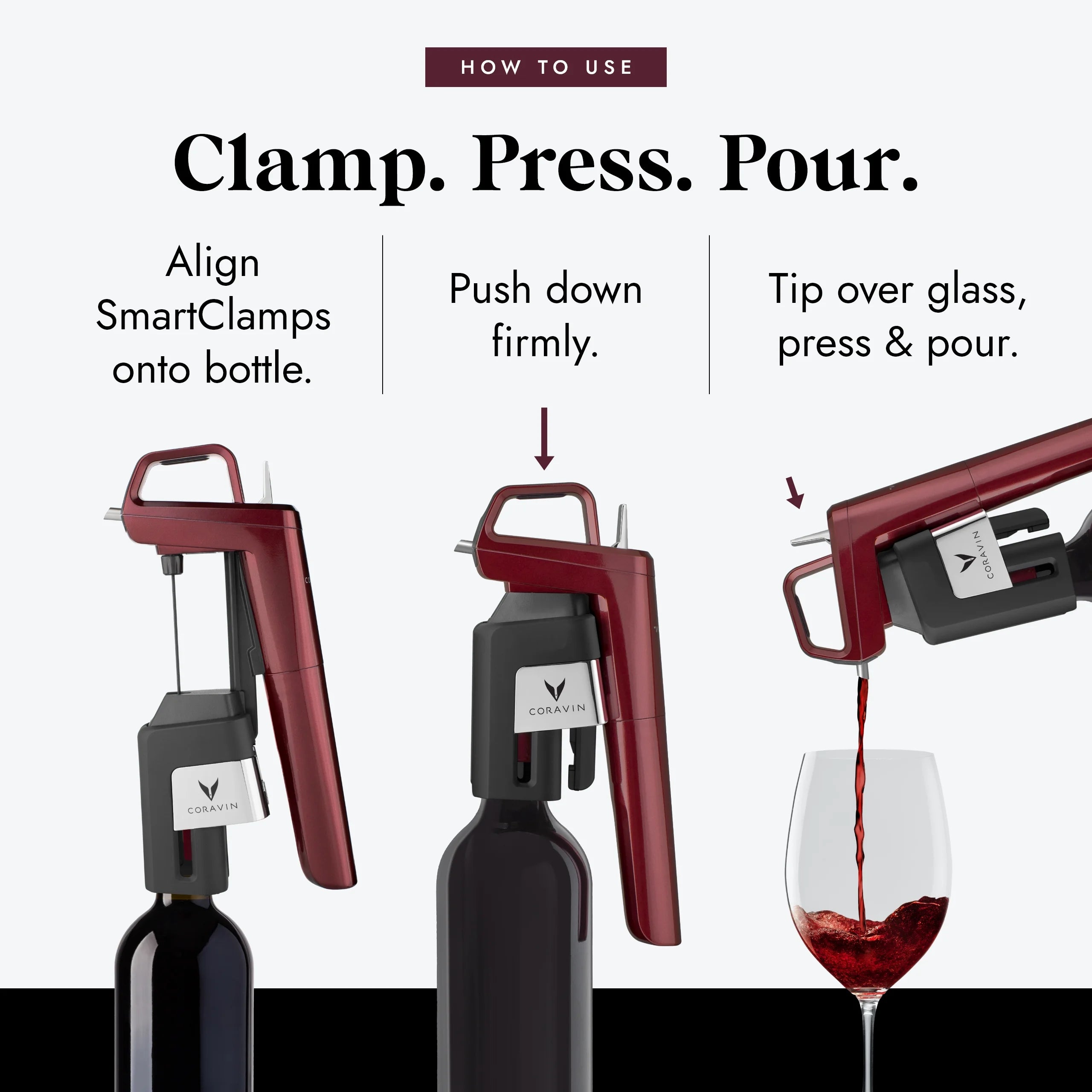 Burgundy Wine Preservation System with 3 Gas Capsules H5530