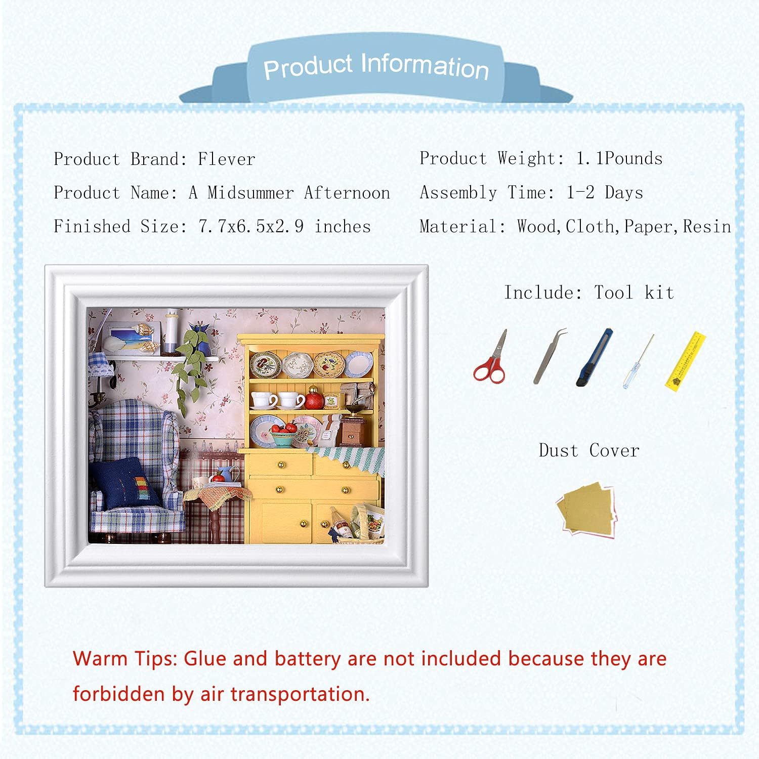 Dollhouse Miniature DIY House Kit with Furniture and Frame A517