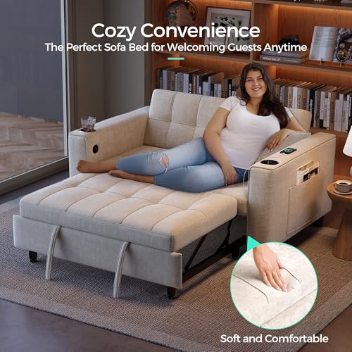 Green Corduroy 3-in-1 Convertible Sofa Bed D19384