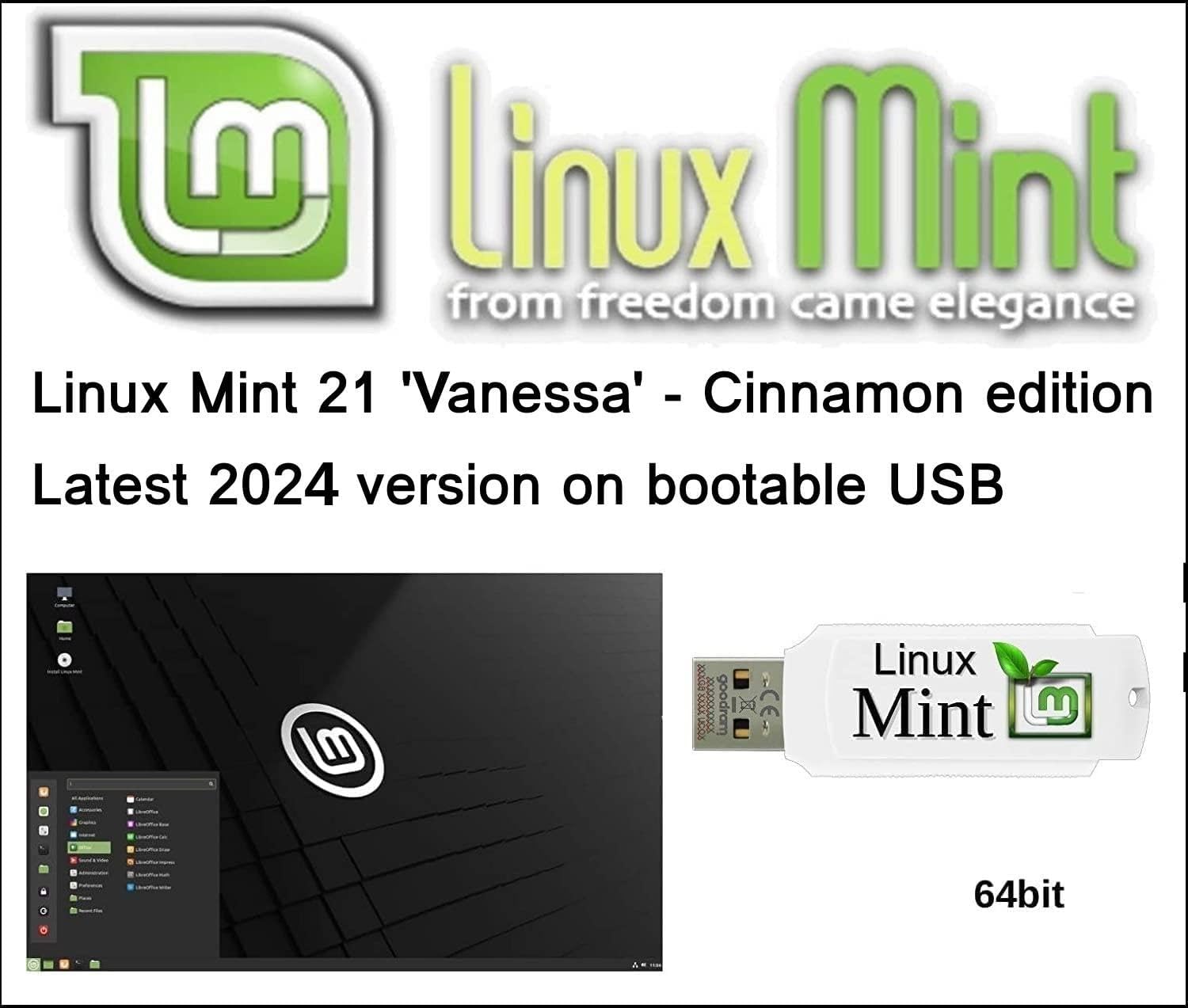 Linux Mint 21 Cinnamon 64bit USB T207