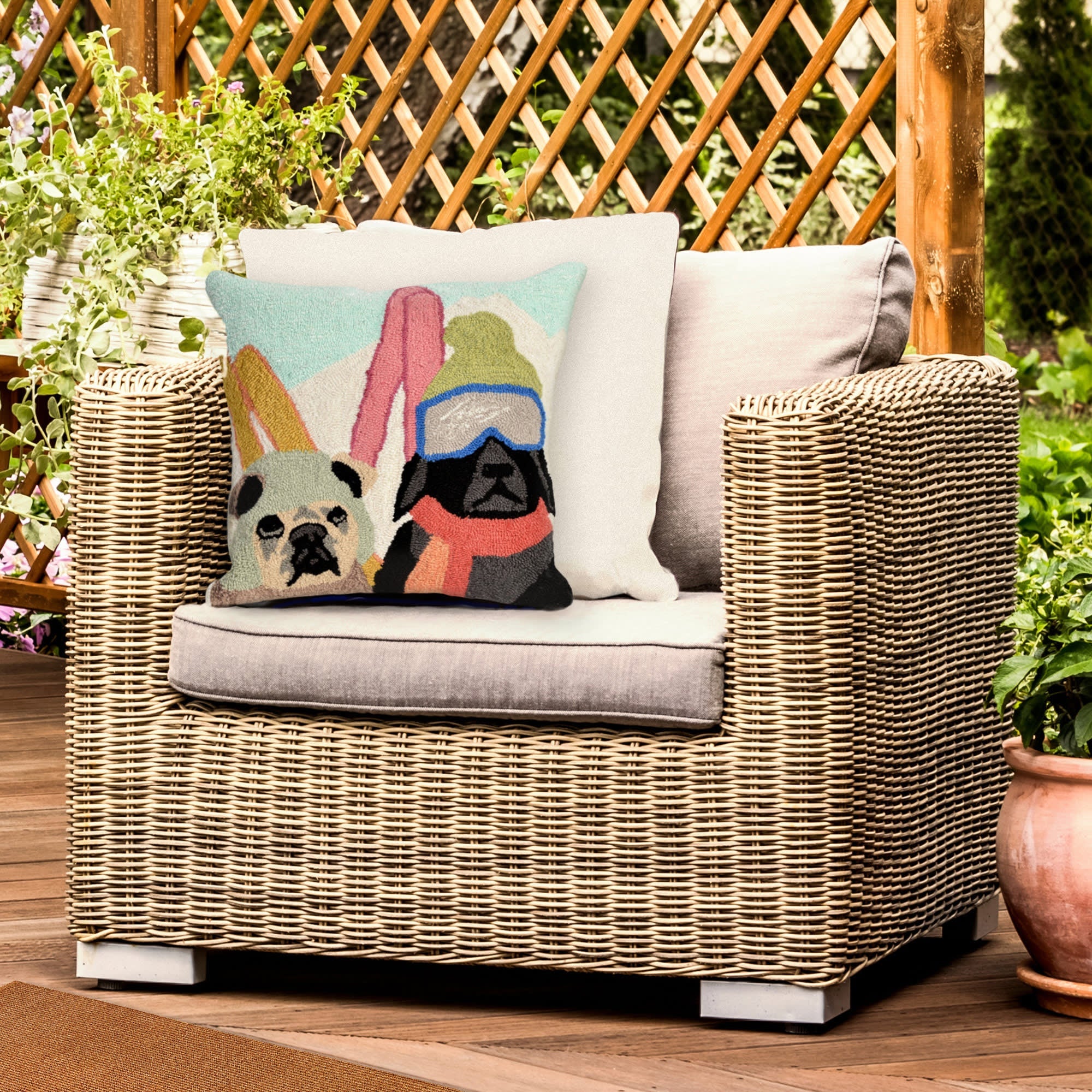 Frontporch Ski Patrol Indoor Outdoor Throw Pillow