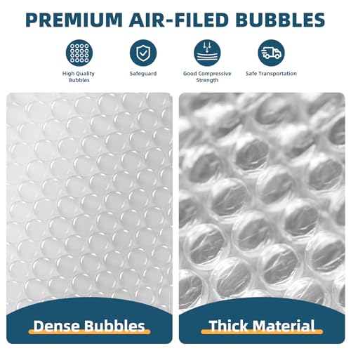 Bubble Cushioning Wrap 2 Pack 12 Inch x 72ft Total, Clear Bubble Packing Roll B9129