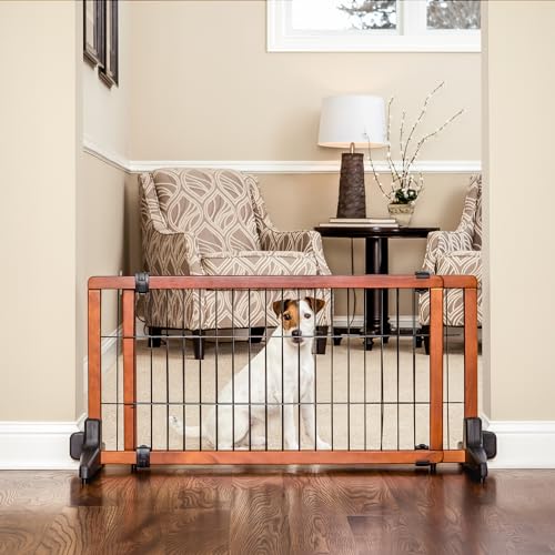 70-Inch Wide Adjustable Freestanding Wood Pet Gate R251