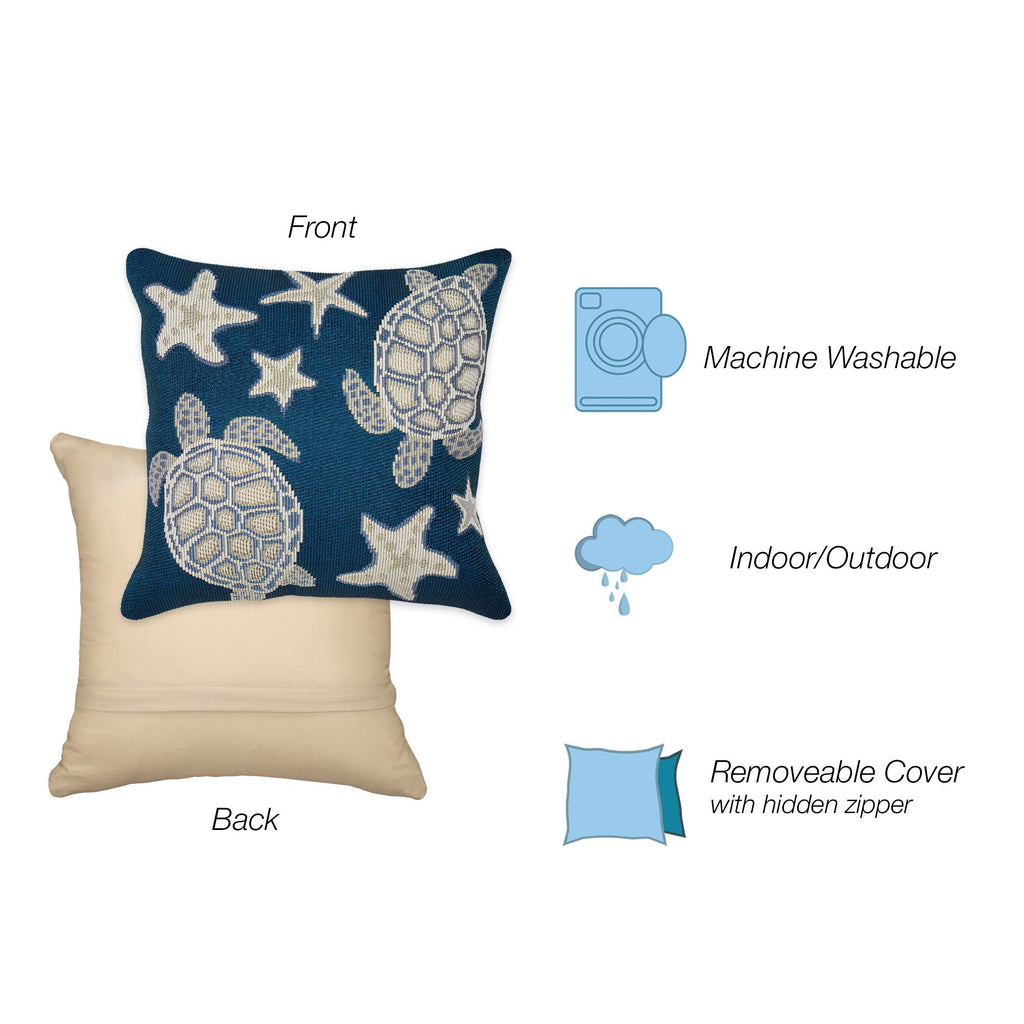 Marina Turtle And Stars Indoor Outdoor Throw Pillow