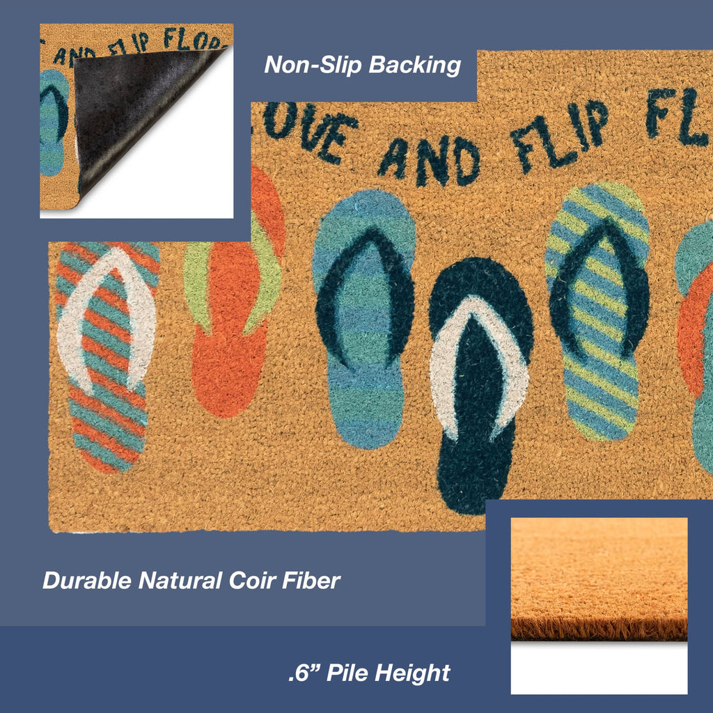 Natura Flip Flops Ombre Coir Doormat with Non-Slip Backing
