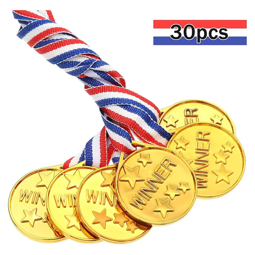 30 Pack Gold Plastic Award Medals K432508