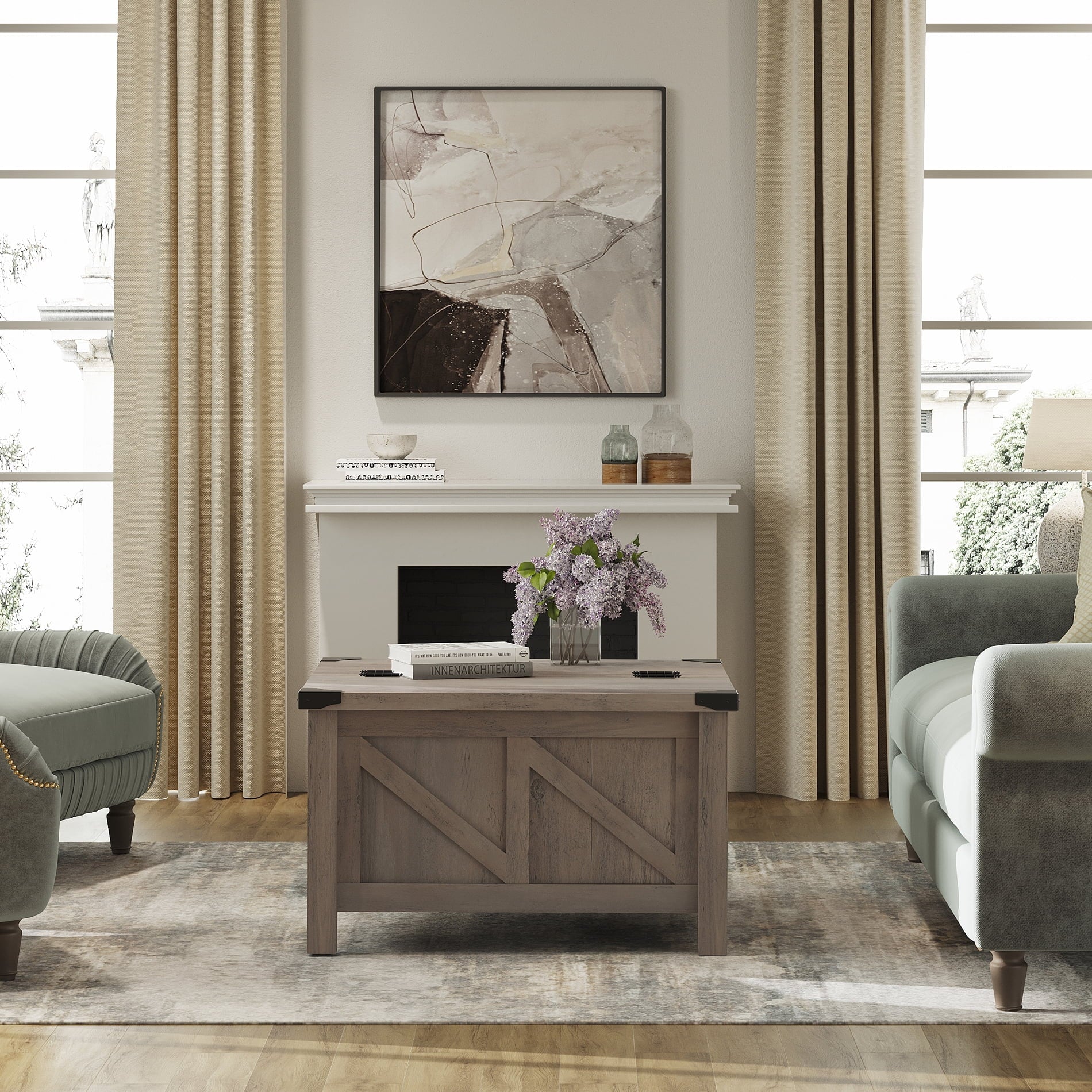 Grey Square Wood Lift-Top Coffee Table H1760