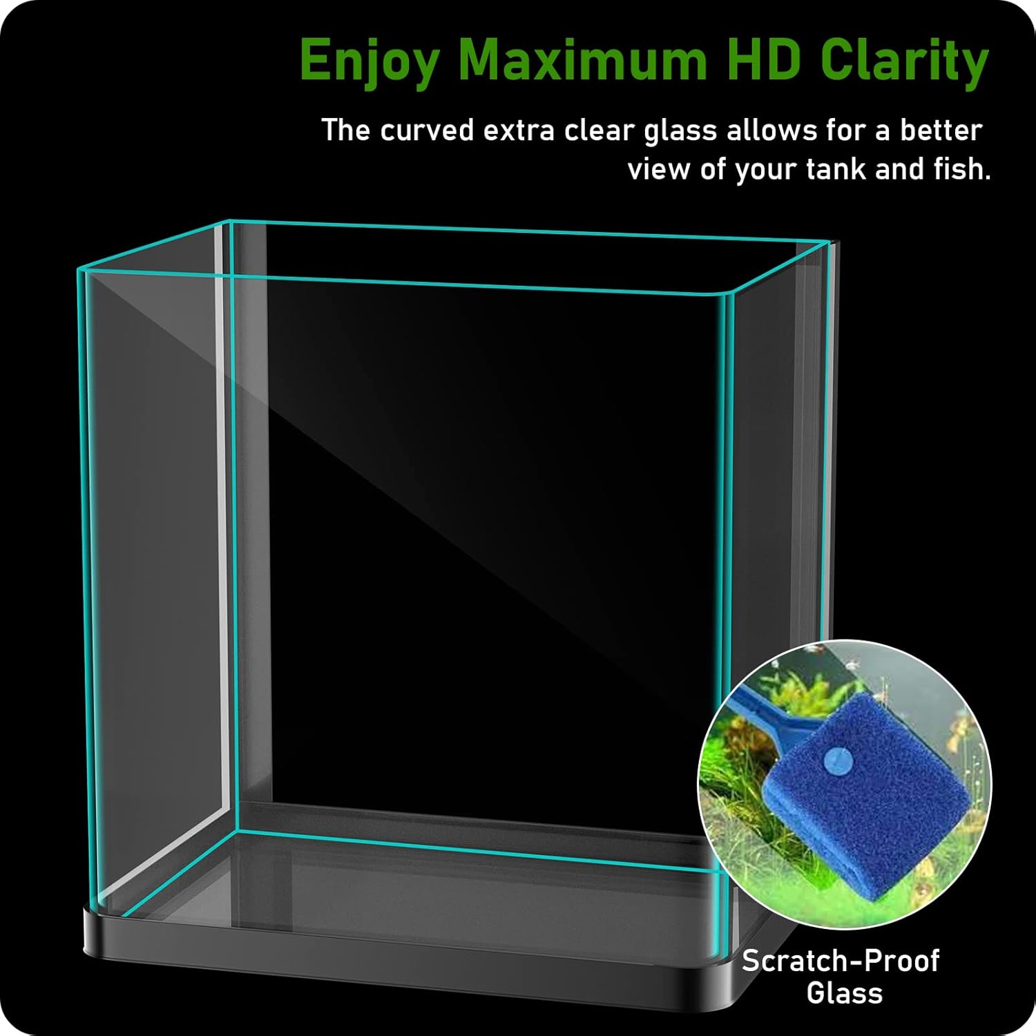 2 Gallon Glass Fish Tank with Filter Light E62363