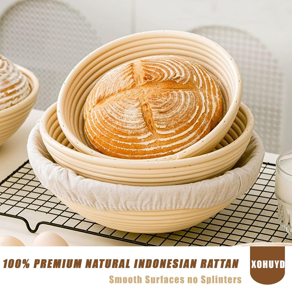 9 Inch Round & 10 Oval Rattan Bread Proofing Baskets Set N670