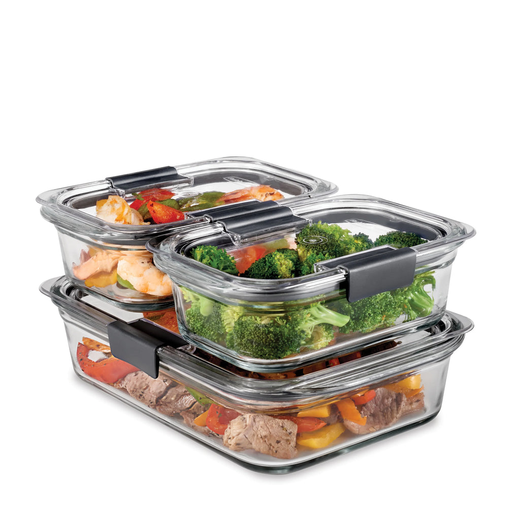 Set of 3 Glass Food Storage Containers with Latching Lids U9077