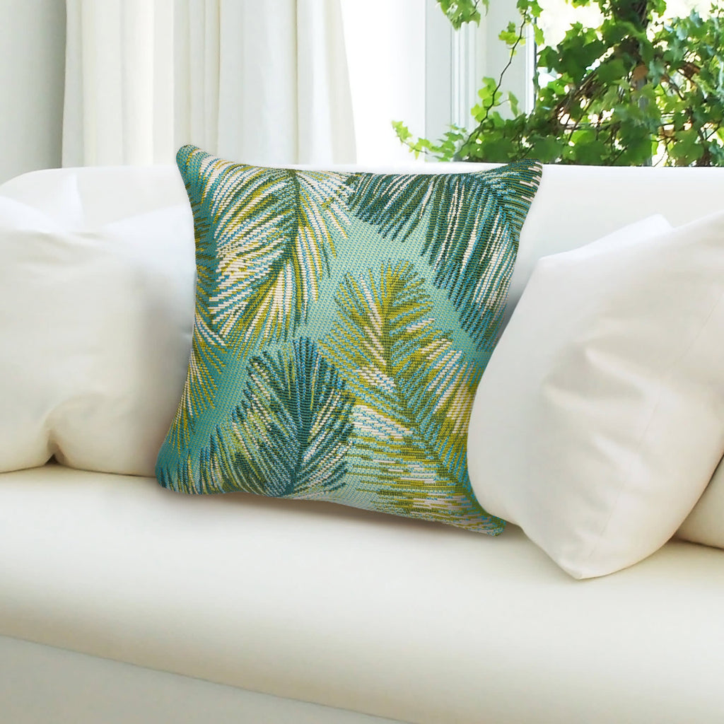 Marina Palm Border Indoor Outdoor Throw Pillow