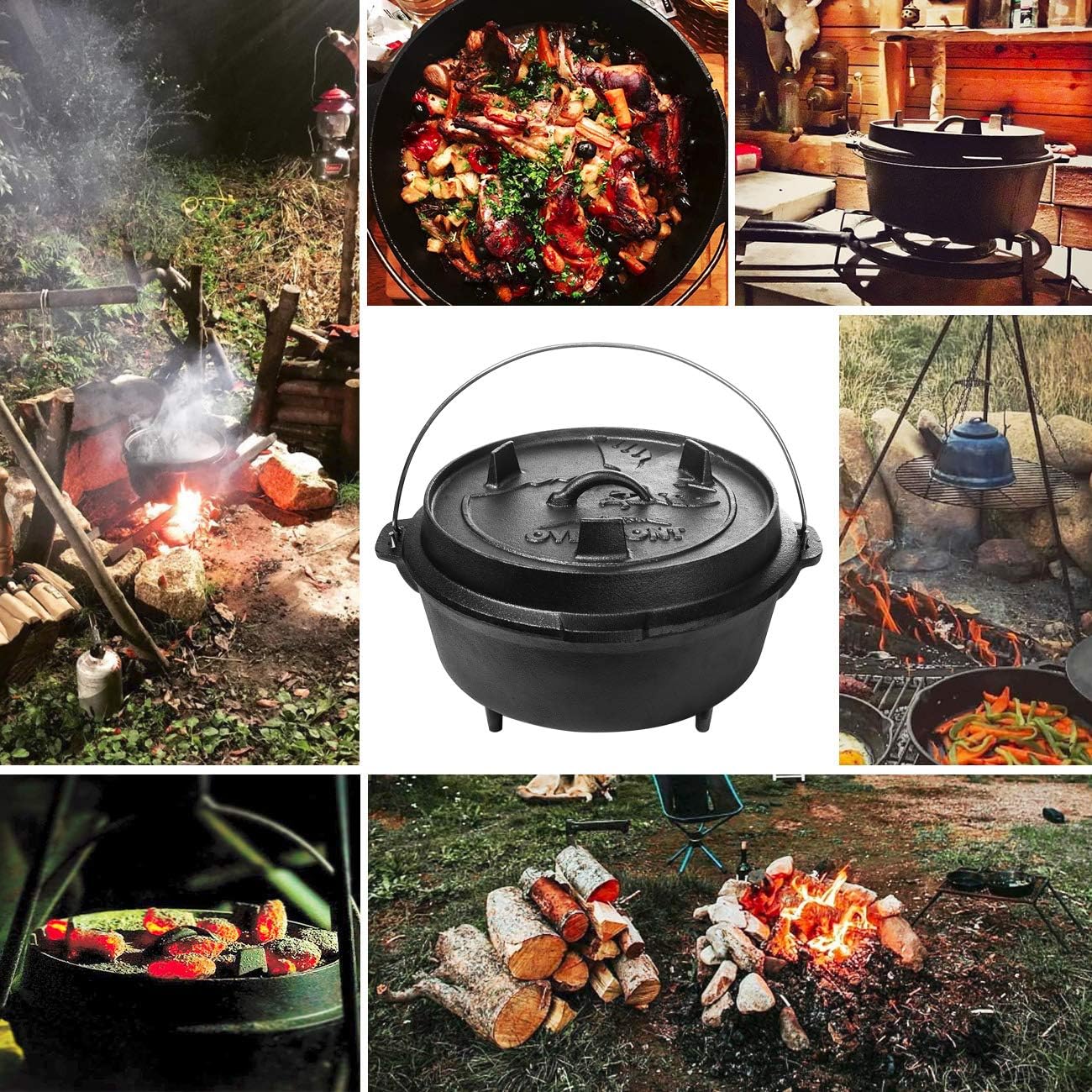 Pre Seasoned Cast Iron Camp Dutch Oven 9QT Y12300
