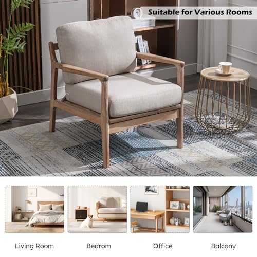 Set of 2 Upholstered Linen Fabric Armchair with Solid Wood Frame P703695