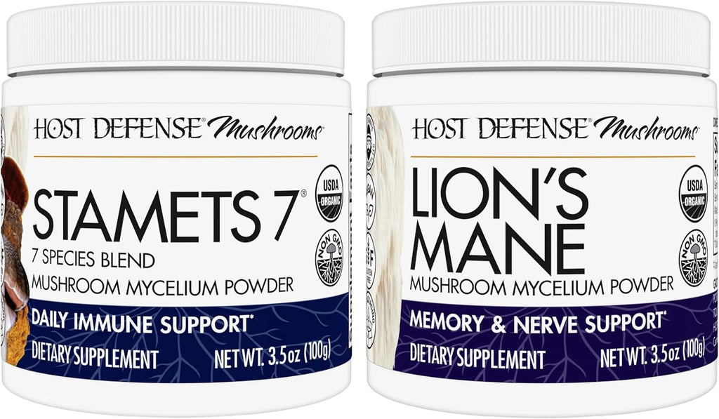 Bundle with Stamets 7 Mushroom Powder 3.5 oz & Lion's Mane Powder 3.5 oz D33047