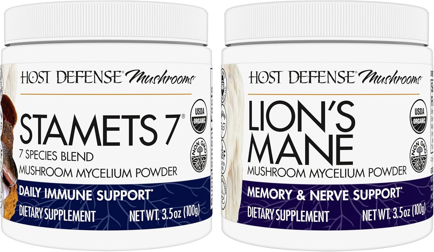 Bundle with Stamets 7 Mushroom Powder 3.5 oz & Lion's Mane Powder 3.5 oz D33047