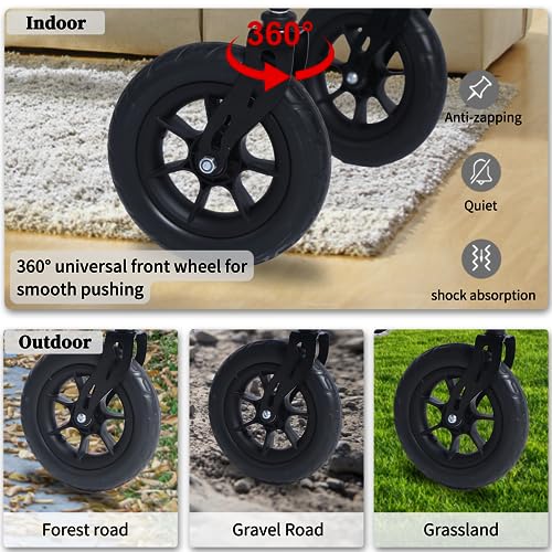 Lightweight Foldable All Terrain Rolling Walker with seat, Aluminum Walker with 10 inch Rubber Wheels P985668