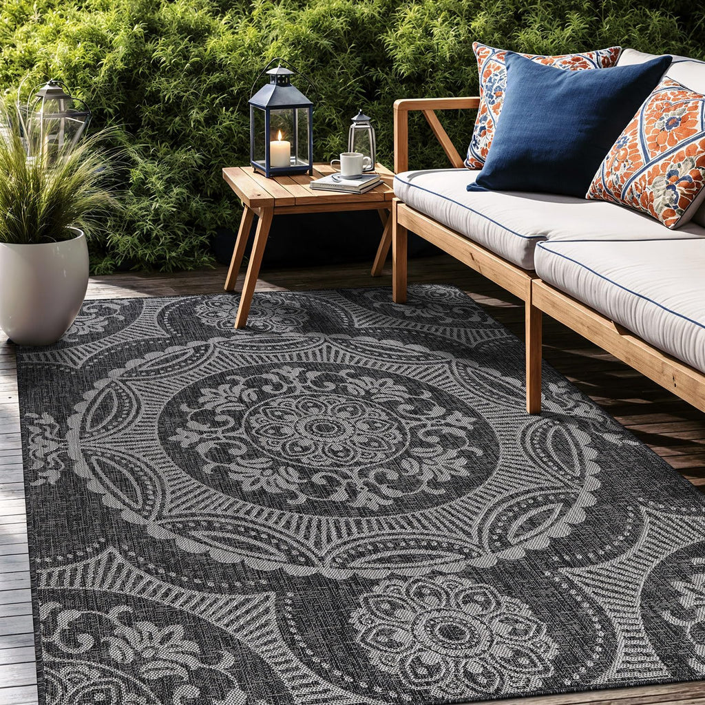 Dark Gray 6x9 Washable Outdoor Rug S442688